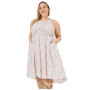 Torrid Ditsy Floral Dew Challis Halter Hi Low Sleeveless Dress Size 2X